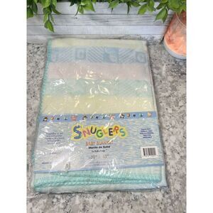 Snugglers Baby Blanket Woven Fringe Pastel ABC Blocks Letters  Vtg